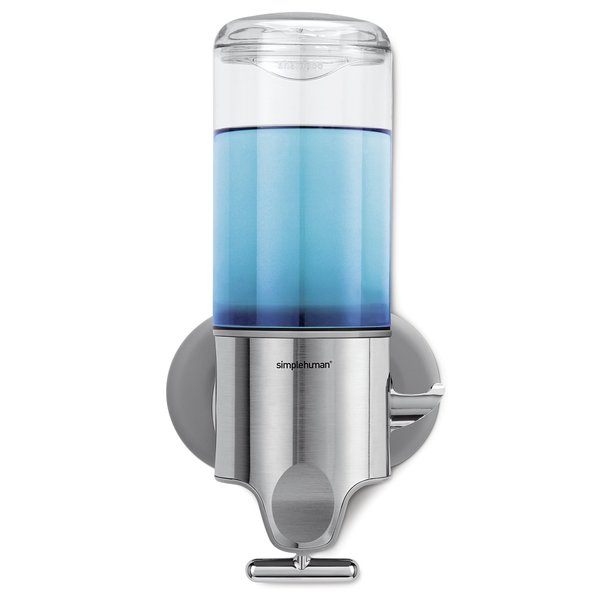 Simplehuman Single Wall Mount Shower Pump, 15 fl. oz. Shampoo and Soap Dispenser, Stainless Steel BT1034